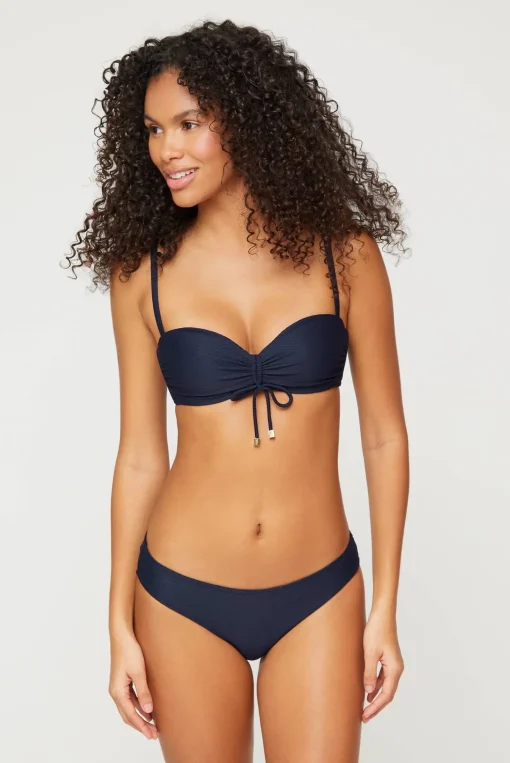 Navy Ruched Bandeau Top
