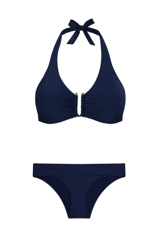 Navy Textured U-Bar Bikini