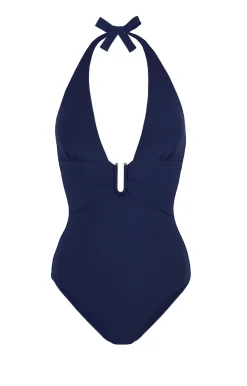 Navy U-Bar Halterneck Swimsuit