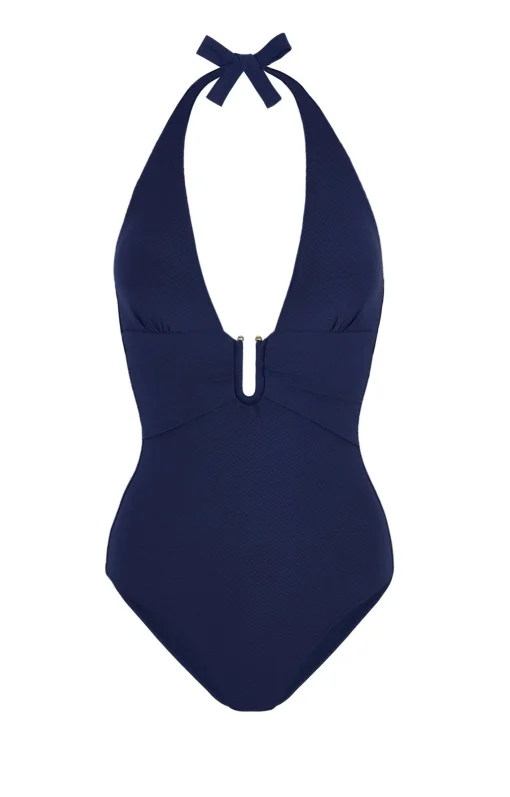 Navy U-Bar Halterneck Swimsuit