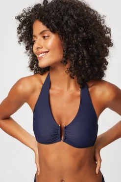 Navy U-Bar Halterneck Top