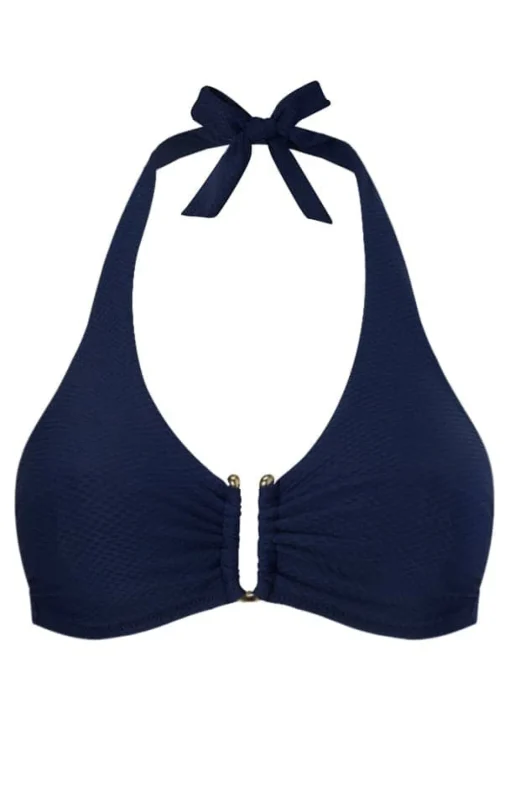 Navy U-Bar Halterneck Top