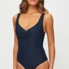 Navy V-Neck Twist Swimsuit