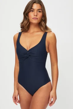 Navy V-Neck Twist Swimsuit