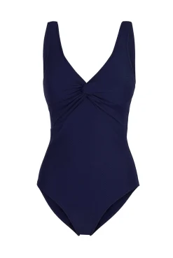 Navy V-Neck Twist Swimsuit