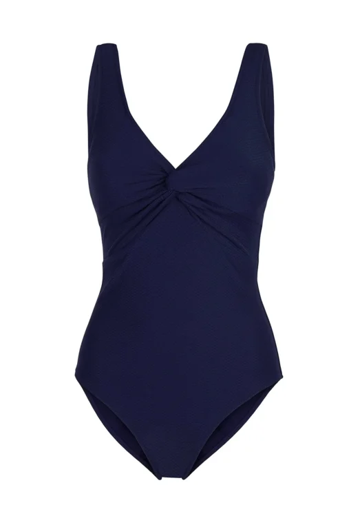 Navy V-Neck Twist Swimsuit