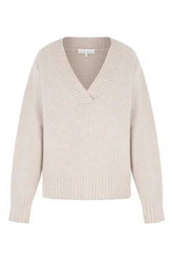 Oatmeal Cortina V Neck Jumper