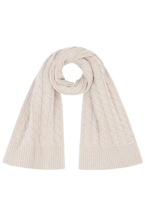 Oatmeal Meribel Cable Knit Scarf