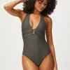 Olive U-Bar Halterneck Swimsuit