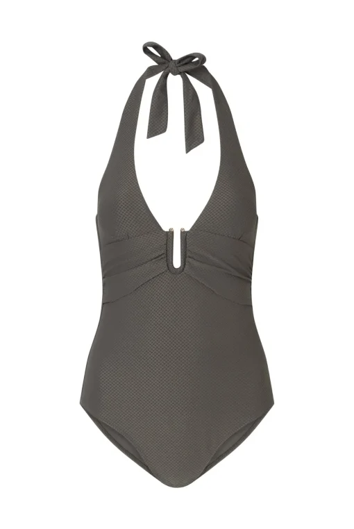 Olive U-Bar Halterneck Swimsuit