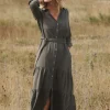 Olive Maxi Shirt Dress