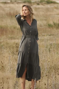 Olive Maxi Shirt Dress