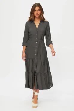 Olive Maxi Shirt Dress