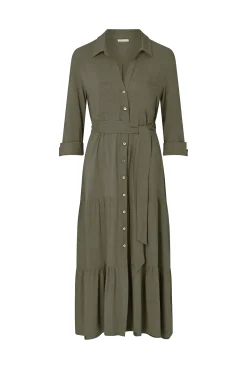 Olive Maxi Shirt Dress