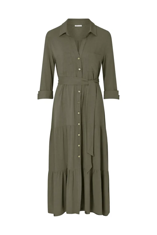 Olive Maxi Shirt Dress