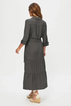 Olive Maxi Shirt Dress