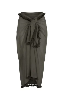Olive Tassel Trim Sarong