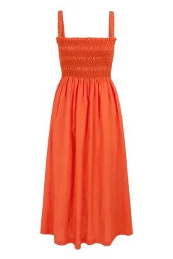 San Sebastian Shirred Midi Dress
