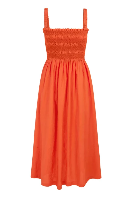 San Sebastian Shirred Midi Dress