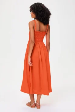 San Sebastian Shirred Midi Dress
