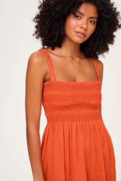 San Sebastian Shirred Midi Dress