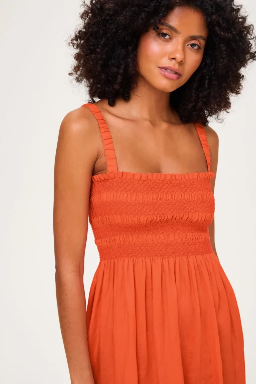 San Sebastian Shirred Midi Dress