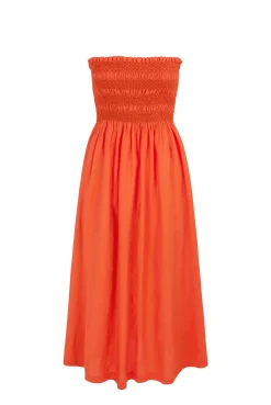 San Sebastian Shirred Midi Dress