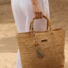 Savannah Bay Medium Raffia Tote Bag