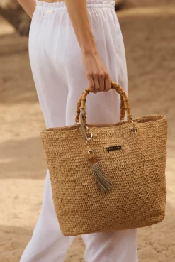 Savannah Bay Medium Raffia Tote Bag