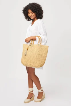 Savannah Bay Medium Raffia Tote Bag