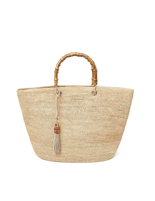 Savannah Bay Medium Raffia Tote Bag