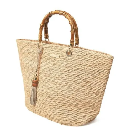 Savannah Bay Medium Raffia Tote Bag