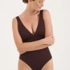 Sculpt Burgundy V-Neck Swimsuit