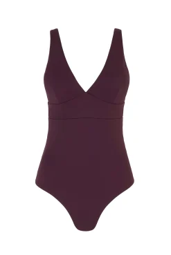 Sculpt Burgundy V-Neck Swimsuit