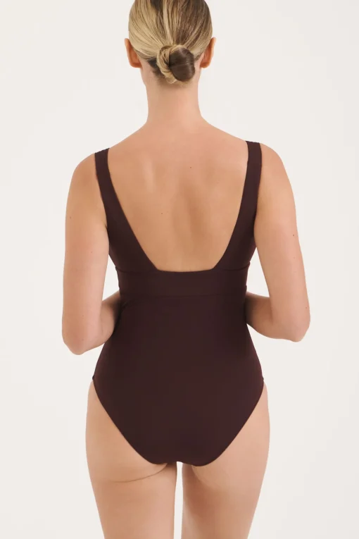 Sculpt Burgundy V-Neck Swimsuit