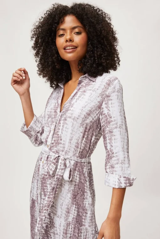 Snake Print Maxi Shirt Dress