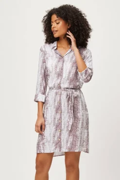 Snake Print Midi Shirt Dress