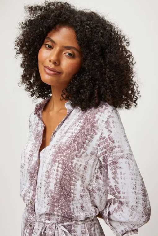 Snake Print Midi Shirt Dress