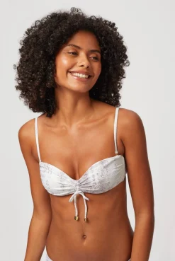 Snake Print Ruched Bandeau Top