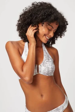 Snake Print U-Bar Halterneck Top