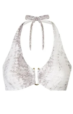 Snake Print U-Bar Halterneck Top