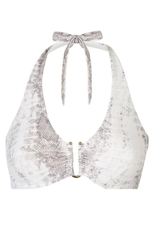 Snake Print U-Bar Halterneck Top