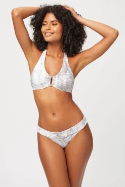 Snake Print U-Bar Halterneck Top