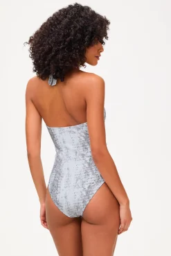Snake Print U-Bar Halterneck Swimsuit