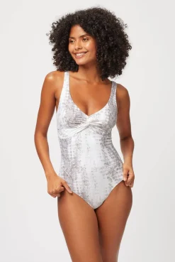 Snake Print V-Neck Twist Swimsuit