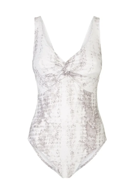 Snake Print V-Neck Twist Swimsuit