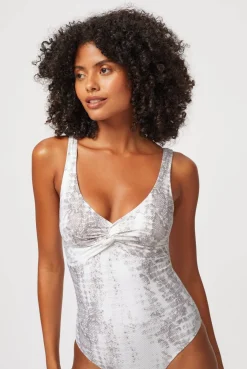 Snake Print V-Neck Twist Swimsuit