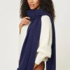 Verbier Cashmere Scarf With Tassel Trim In Navy