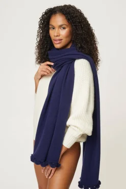 Verbier Cashmere Scarf With Tassel Trim In Navy