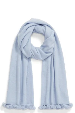 Verbier Cashmere Scarf With Tassel Trim In Blue